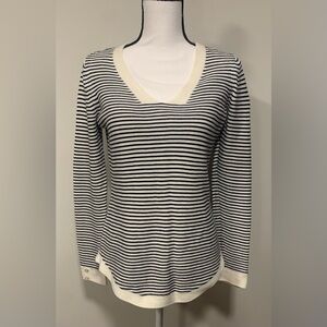 Talbots Pullover Long Sleeve Striped Sweater V-Neck Womens XS Cotton Blend